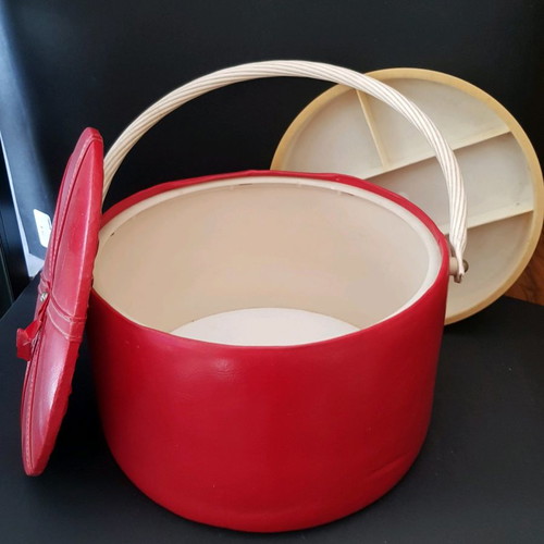 Old sewing box for ribbons, lace and sewing supplies used
