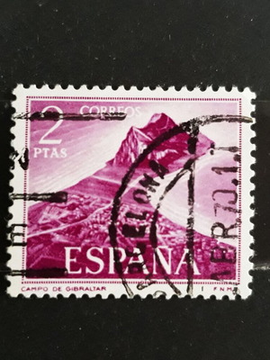 Γραμματόσημο Ισπανίας 1969 2pta Gibraltar μωβ σαν καινούργιο