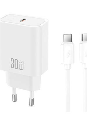XO CE41 Universal φορτιστής USB-C PD30W με αποσπώμενο καλώδιο type-C λευκό