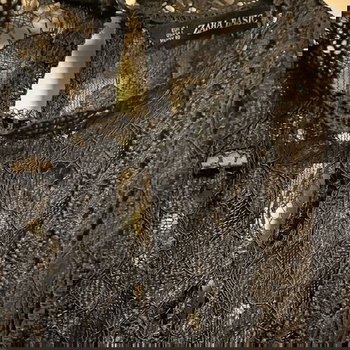 ZARA Δαντελένιο Φόρεμα Μίντι Καινούργιο, Μπλε Σκούρο Με Μαύρες Λεπτομέρειες