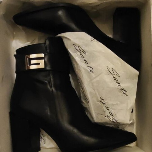 Sante black ankle boots with silver detail new, size 41