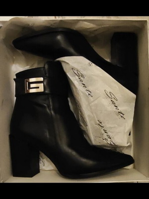 Sante black ankle boots with silver detail new, size 41