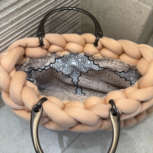 Handmade beige handbag new with metal handles