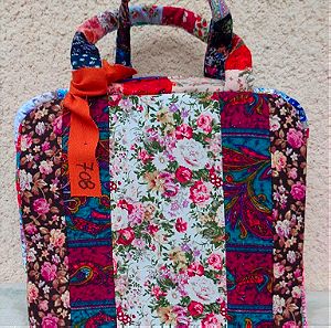 Τσάντα χειρός handbag υφασμάτινη patchwork