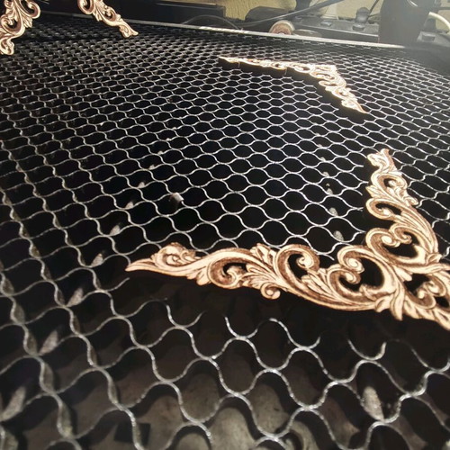 Wooden decorative elements with laser cut and engraving, new