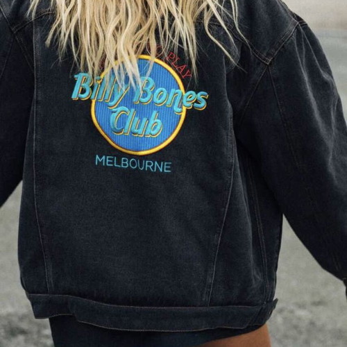 Billy Bones Club Hard Knocks Sherpa Denim Jacket new, women's L