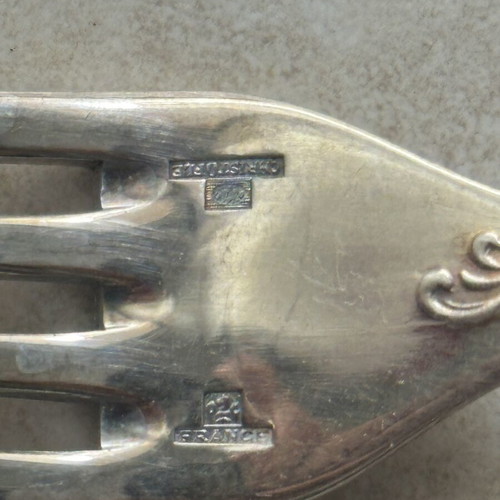 Christofle silver-plated knife 19.5cm and fork 17cm like new