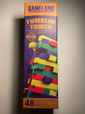 Jenga game like new with colored wooden blocks
