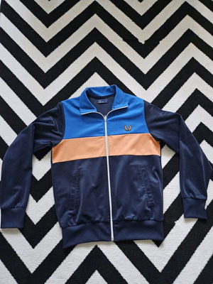 Fred Perry track jacket used, size M, blue and multicolor