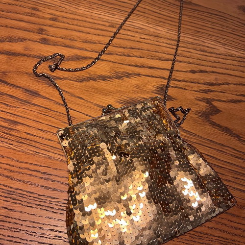 Evening bag used with gold sequins crossbody