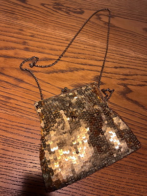 Evening bag used with gold sequins crossbody