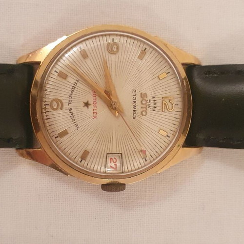 SW SOTO Tropical Special 21 Jewels watch used, men's, gold color