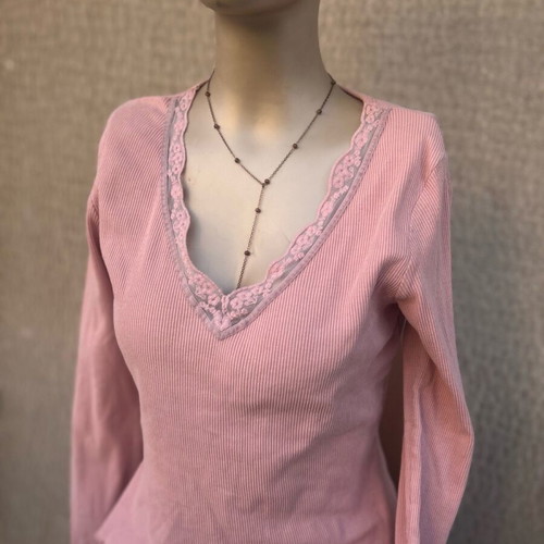 Pink thin long-sleeve Principles blouse like new, size M