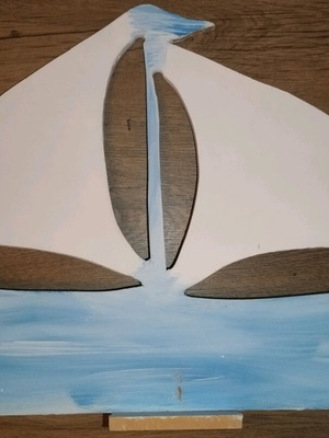 Wooden decorative ship with base like new