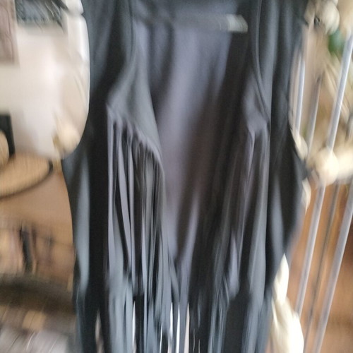 Velvet vest with fringes like new, black