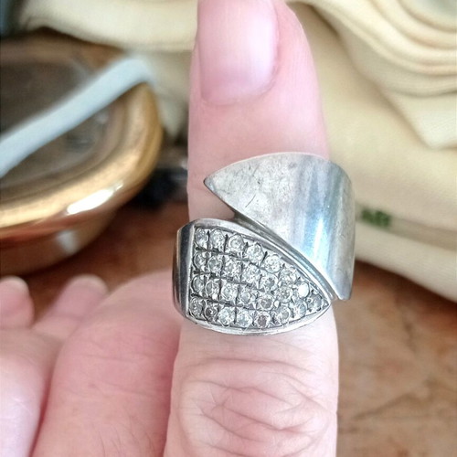 Vintage 80s silver 925 ring used with zircon