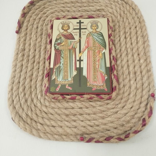 Collectible Mount Athos Icon 1991 Saint Constantine and Helen handmade