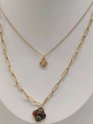 Κολιέ από ατσάλι χρυσό πολύχρωμο νέο