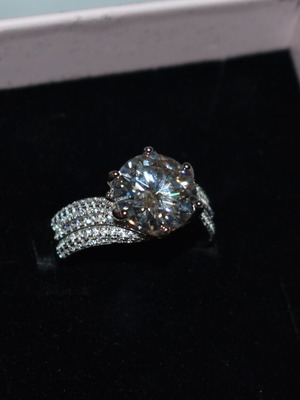 Silver Moissanite Solitaire Ring 5.00 Carat New Size 9