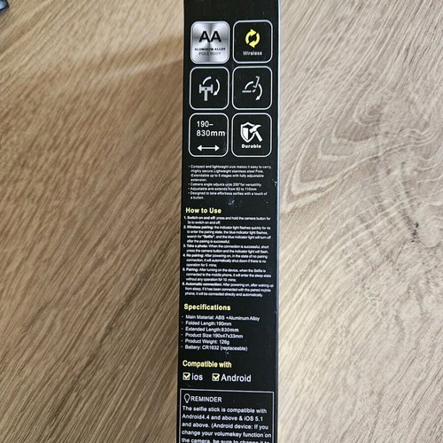 Selfie Stick with Tripod and Bluetooth Remote with Rotation Capability new