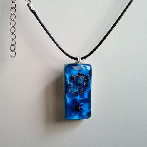 Handmade double-sided necklace new, blue and turquoise