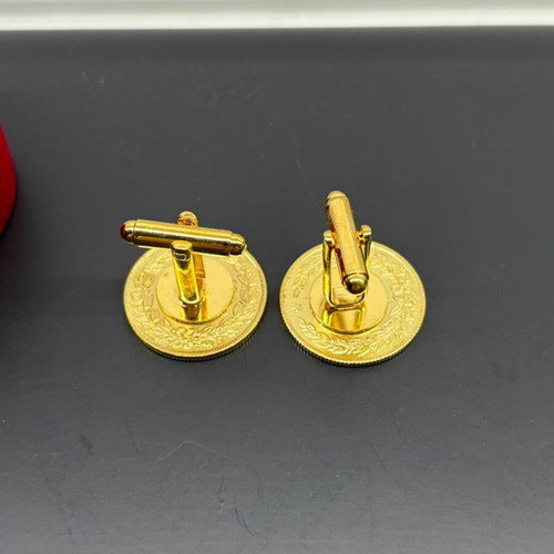 Cufflinks with Turkish Lira gold plated, new