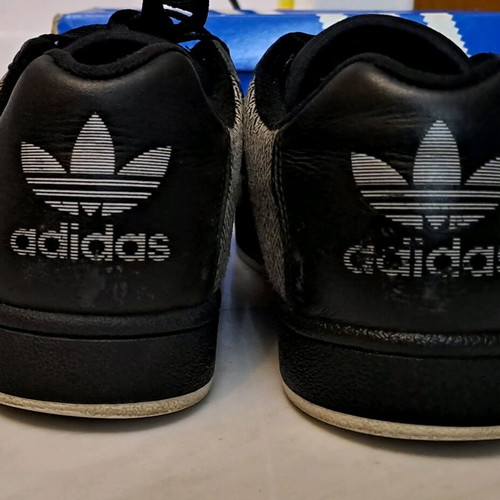 Adidas Superstar sneakers used, black with herringbone fabric