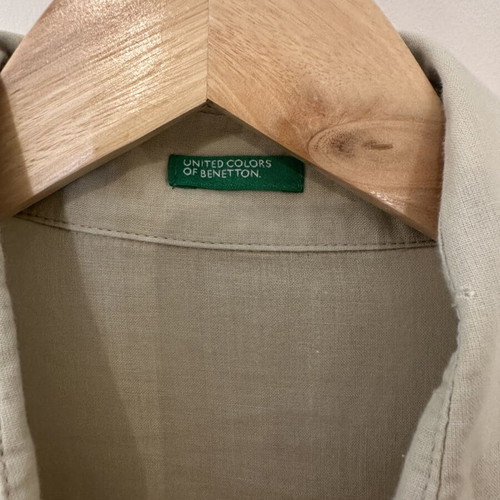 Benetton long beige linen shirt tunic new