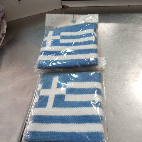 Sports Wristbands Greek Flag New, Pack of 2