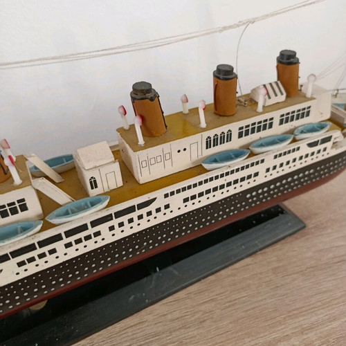 Large handmade wooden Titanic model used