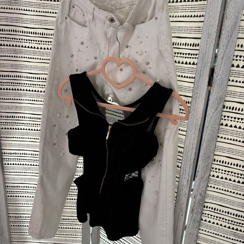 White summer pants with beads XL like new