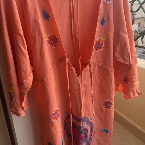 Boho kaftan dress Debbie Katz small, like new, orange with embroidery