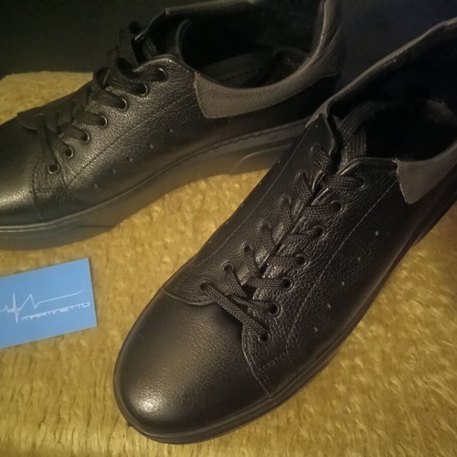 Martinetto men's shoes size 43 new, black leather casual