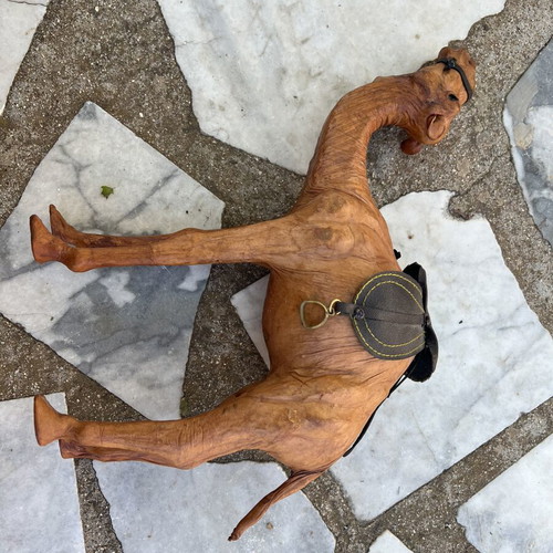 Leather camel figurine, 33 cm height