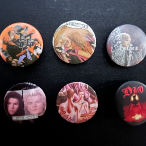 Vintage metal pins 25mm set of 6 used with Dio band