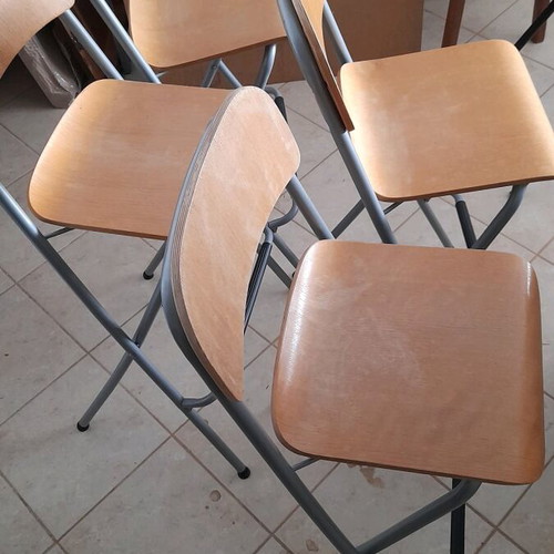 IKEA folding bar chairs, set of 4, wood and metal