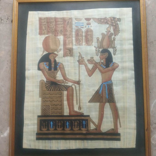 Papyrus from Egypt framed, used, set of 3
