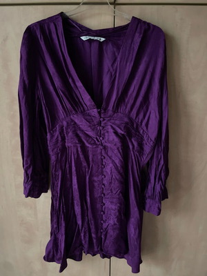 open lace back dress Rhea Purple Satin Strapless Maxi Dress - US 14