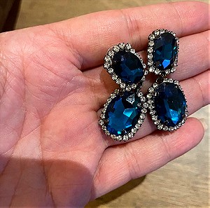 Σκουλαρικια με μπλε πέτρες και ασημί