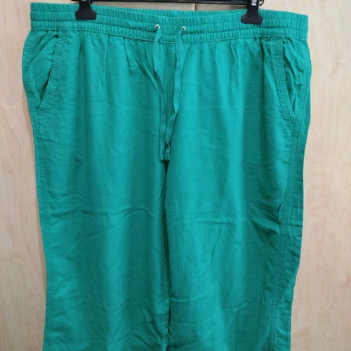 M&S capri linen pants like new, green, sizes 3XL-5XL
