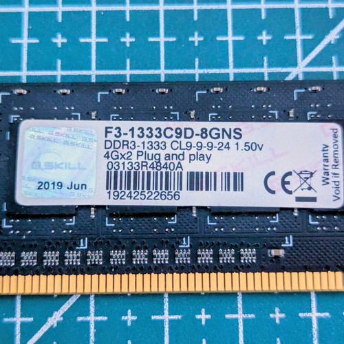 DDR3-1333 8GB RAM kit (4GBx2) with 2GB Transcend gift