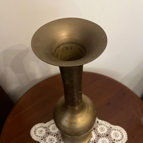 Handmade brass vase used with engraved details height 35cm