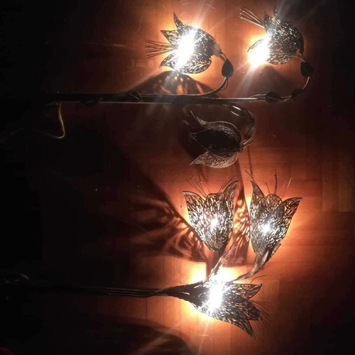 Handmade bronze wall lights used, pair of 1970 sconces