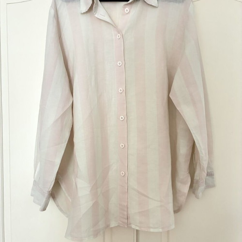 Together linen blend long sleeve striped shirt, size XL