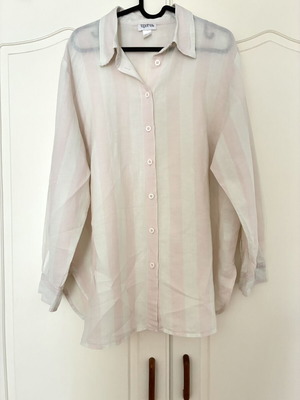 Together linen blend long sleeve striped shirt, size XL