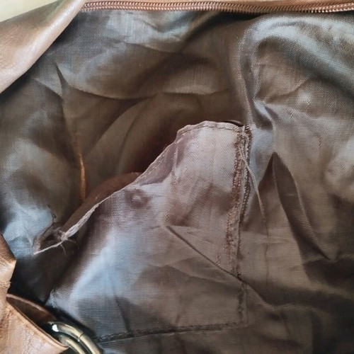 Large crossbody bag used, brown, zipper issue inside