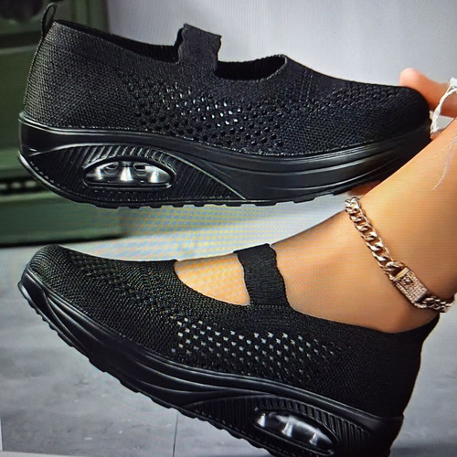 Slip-on breathable black women's shoes new, size 38