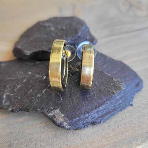 Bronze earrings, partially handmade, gold tone