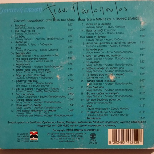 Giannis Poulopoulos Zontani Epafi CD used, laiko