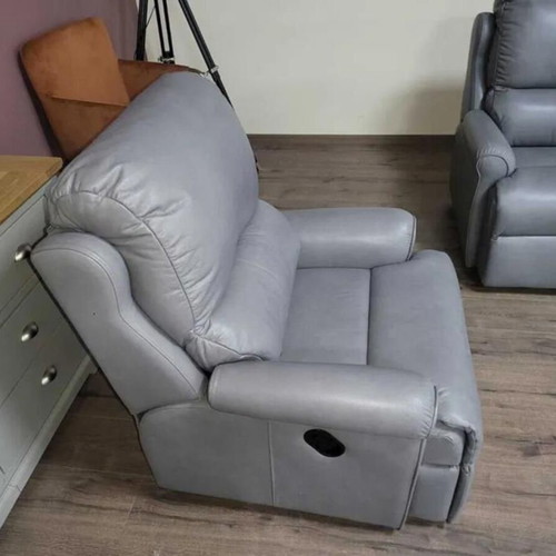 Gray leather sofa set two-seater and armchair G Plan new with relax mechanism